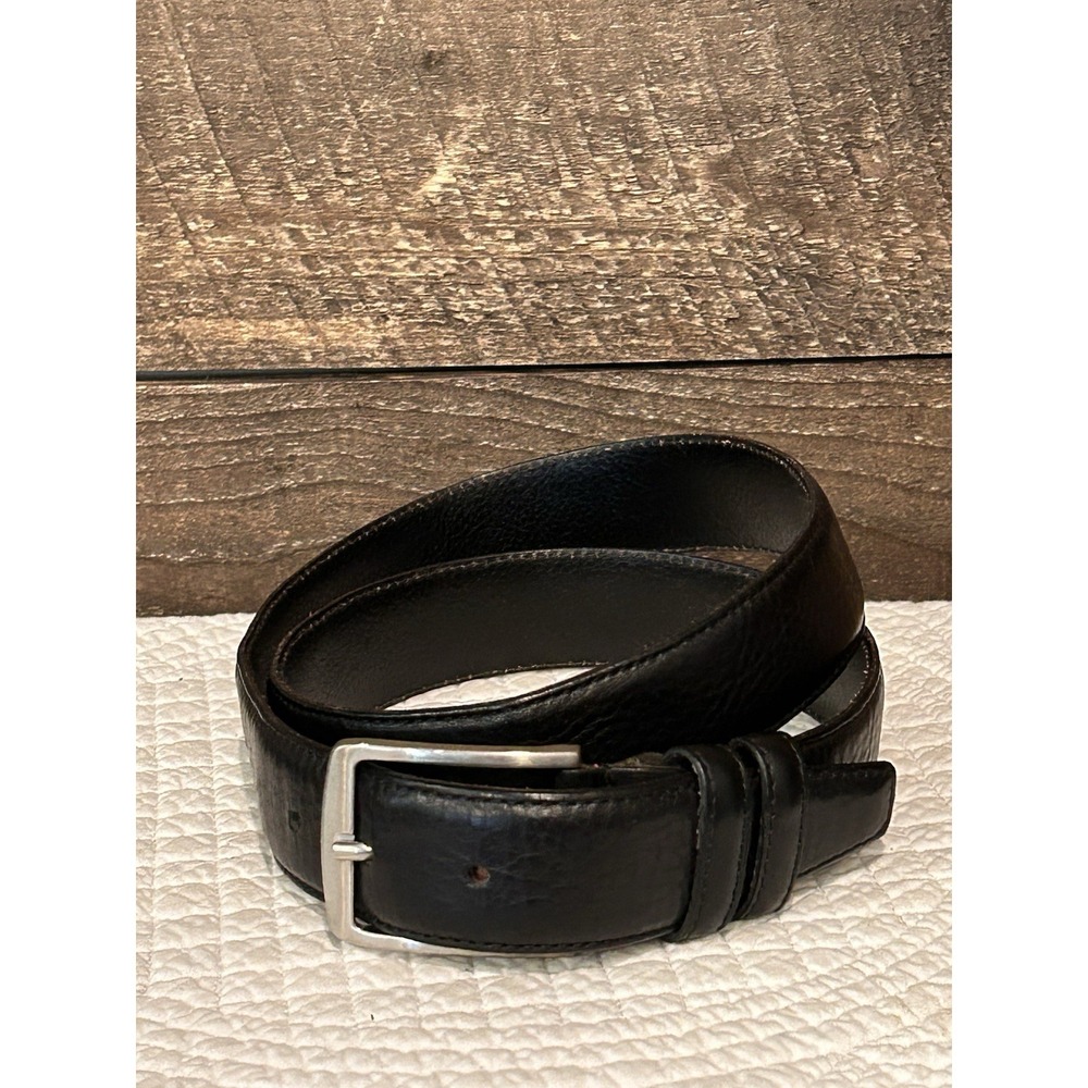 Vera Pelle Belt Black Suede Leather Silver Buckle Made In‎ Italy Unisex